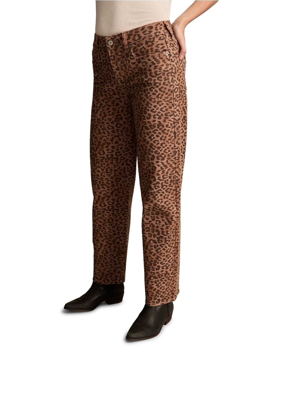 NWT Lucky Brand The Baggy Leopard Print Jeans 10/30 Brown Animal Print - Picture 5 of 13